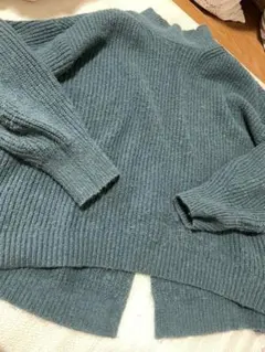 earthアース❤️リブ編み長袖ニットセーター緑グリーン❤️レディース