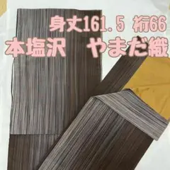 身丈161.5裄66 やまだ織 200色 お召 本塩沢 紬 正絹 着物 袷
