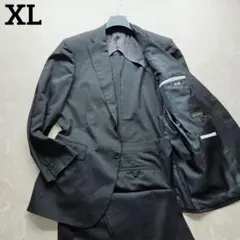 洋服の青山　ストライプスーツ　ブラック　XL　背抜き　薄手　ゆったり体型　通気性のサムネイル