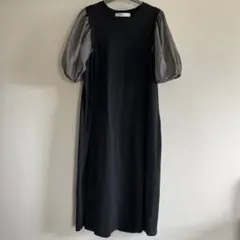 黒色ワンピース袖グレー⭐︎Mサイズ