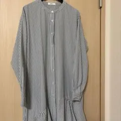 未使用⭐︎アースミュージックエコロジー　ストライプ 長袖シャツワンピース