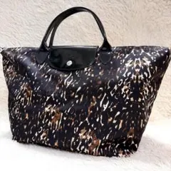 希少✨ロンシャン レオパード柄 トートバッグ ナイロン 舟形 大容量