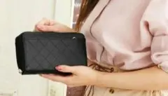 長財布 キルティング ブラック 大容量 ウォレット 黒 お財布ポシェット 財布