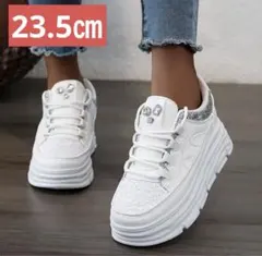 可愛い　厚底　ストーン付き　キラキラ　シルバー　スニーカー　23.5㎝