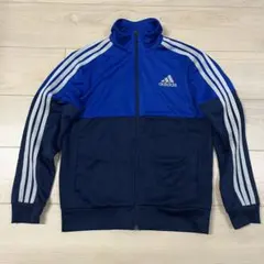 150cm adidas 青×ネイビー ジャージ 白3本ライン