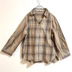 m.f.editorial チェックシャツ L ベージュ 長袖 コットン100％のサムネイル