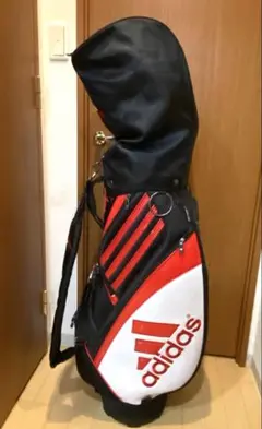 adidas キャディバッグ 黒赤 ストライプデザイン(美品)
