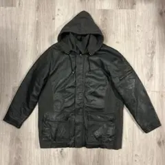 c*5様 本革レザージャケット L フード付き チャコール 厚手
