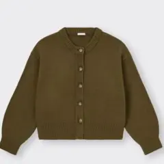 新品タグ付　ミドルゲージクルーネックカーディガン(長袖) ブラウン系　Mサイズ