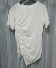 ZARA【新品未使用品タグ付】 ギャザー入りホワイトTシャツ