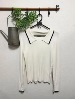 GU 襟付き長袖ニット ホワイト 秋服