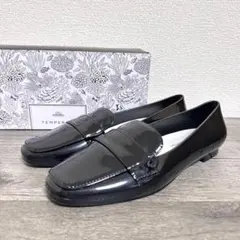 箱付 テンパレイト TESS スクエアトゥ スリッポン レインシューズ 38 黒