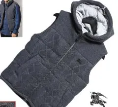 極暖✨秋冬モデル✨バーバリーブラックレーベル　ケーブル編み　ウールダウンベスト