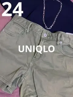 ★UNIQLO★美品★カーキ★ショートパンツ★24インチ★S／M大人っぽい