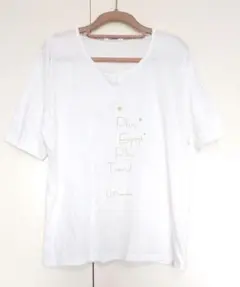 ユーピーレノマ 猫柄 キーネック Tシャツ ホワイトのサムネイル