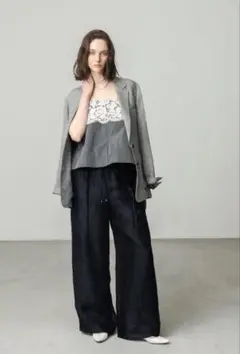 ★26SS品★ebure エブール リネングレンチェック 2釦シングルジャケットのサムネイル