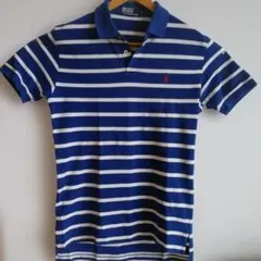 Polo by Ralph Lauren 青白ストライプ ポロシャツ L