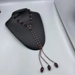 25ヴィンテージ ビンテージ風紫色ロングネックレス