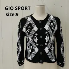 ジオスポーツ GIO SPORT 綿100% ニット カーディガン ブラック 9