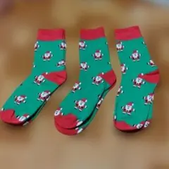 【まとめ売り】クリスマス柄ソックス⑩　サンタ柄3足セット　新品未使用