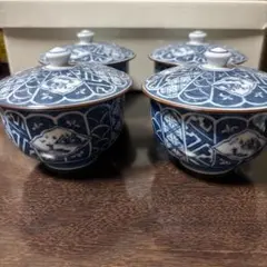 掛ノ谷窯 有田焼 蓋つき煮物椀 丼 4客セット 染付 鶴文様 - メルカリ