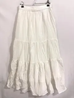 【美品】Discoat ティアードロングスカート ホワイト Fサイズ 春夏のサムネイル