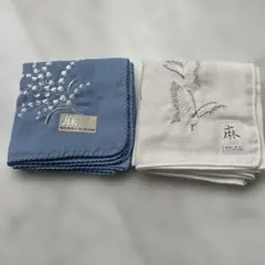花柄刺繍と蝶の刺繍ハンカチセット