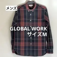 グローバルワーク　長袖シャツ　チェックシャツ　サイズM チェック柄 ボタンダウン