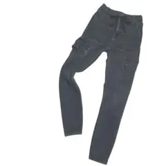 細見え スキニー カーゴ ジョガーパンツ ブラック デニム　黒【XS】相当