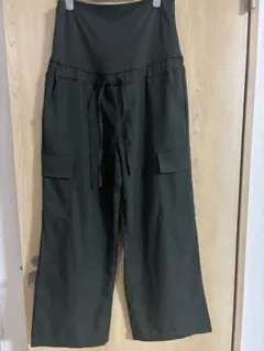 マタニティ カーゴパンツ Lサイズ ワイドシルエット カーキ 深緑