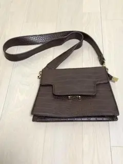 ブラウン クロコダイル風 肩かけバッグ