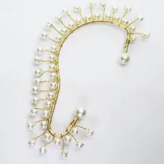 新品 cz パールビーズ イヤーフック 片耳用 イヤーカフ クリップ エレガント