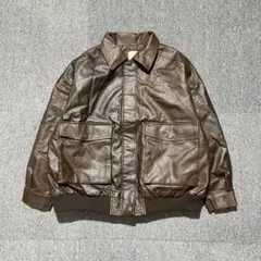 A-2 フェイクレザー ブルゾン フライトジャケット ユニセックス ブラウン系