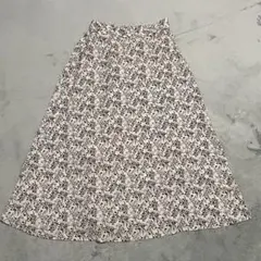 花柄フレアスカート サテン裏地付き Lサイズ