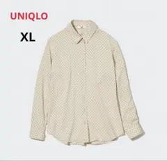 UNIQLOレーヨンプリントブラウス XLベージュドット