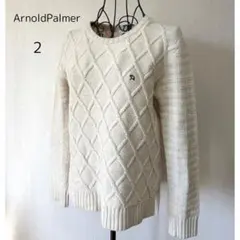 Arnold Palmer アイボリー ダイヤモンド編みセーター　ニット　2