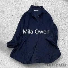 Mila Owen ミラオーウェン　フレンチリネンシャツ　ネイビー　ゆったりのサムネイル