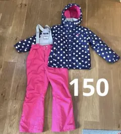 子ども用スキーウェアセット ネイビー水玉