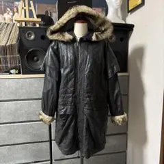 vassallo ブラックレザージャケット　レザーコート　フード付き　ファー