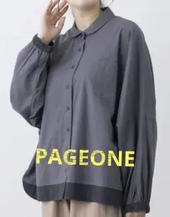 PAGEONE　スーパーデリバリー コットン 配色ブラウス 婦人服　ゆったり