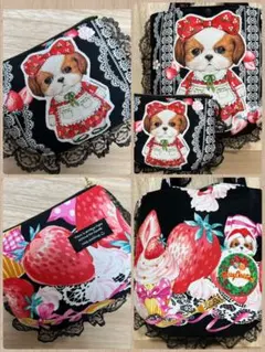 ころりんトート＆ポーチコヤンイサムチョン☆クリスマスBIGリボンあんこ☆ケーキ柄