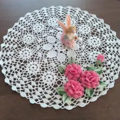 .。❁*ローズ付きのホワイトドイリー.。❁*