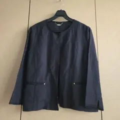 【美品】シェトワ リネン ブレンド ノーカラー ブルゾン 入学 入社式 M 黒のサムネイル