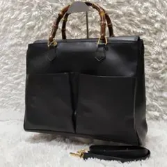 グッチ ハンドバッグ 2way レザー A4可 ブラック 美品