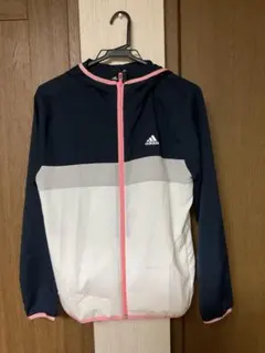 adidas フルジップウィンドブレーカー ネイビー/ホワイト/ピンク
