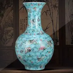 夜光磁器パステル琺瑯彩九龍紋賞瓶 景徳鎮 陶磁器 装飾品 現代工芸品