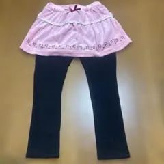 裏起毛花柄ピンクスカート付きレギンス120cm