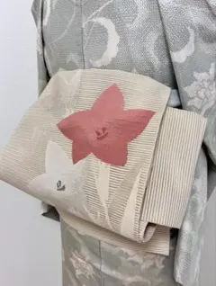 セール！　夏帯　絽綴れ　紅白の花　八寸　正絹 セール！ 夏帯 絽綴れ 紅白の花 八寸 正絹 - メルカリ