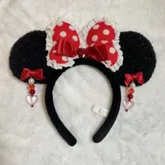 ミニー　カチューシャ　イヤリング付き　平成レトロ　赤　水玉