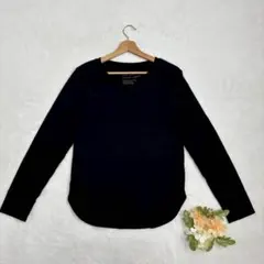 ［BAYFLOW］Vネック長袖カットソー（L）黒　サイズ4 無地